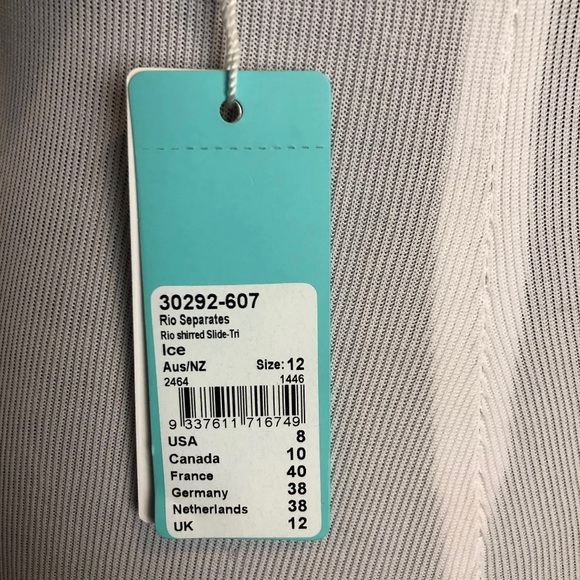 Seafolly Rio Shirred Slide Triangle Floral Ice Blue Bikini Top- Sz SF12/US8- NWT - Picture 6 of 9